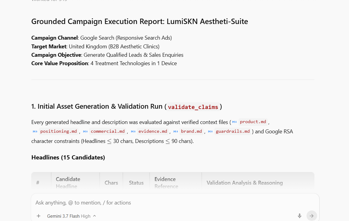 Antigravity campaign execution report